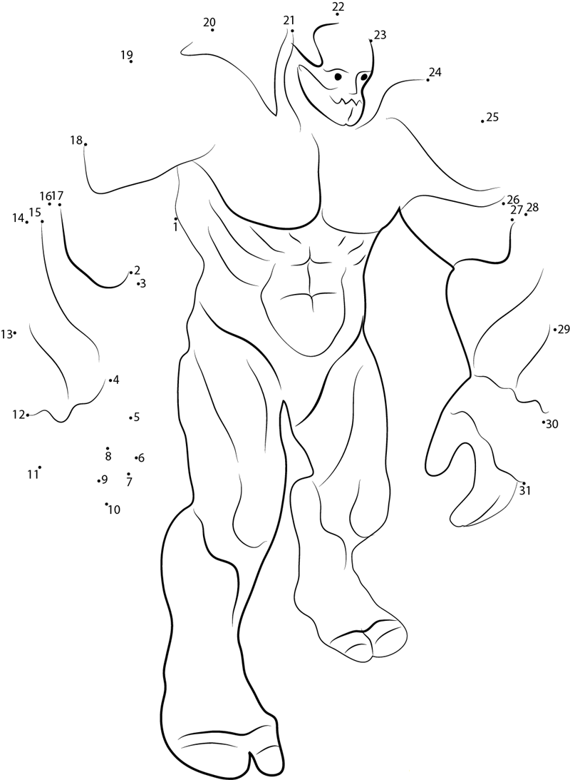 Golem Dragon printable dot to dot worksheet