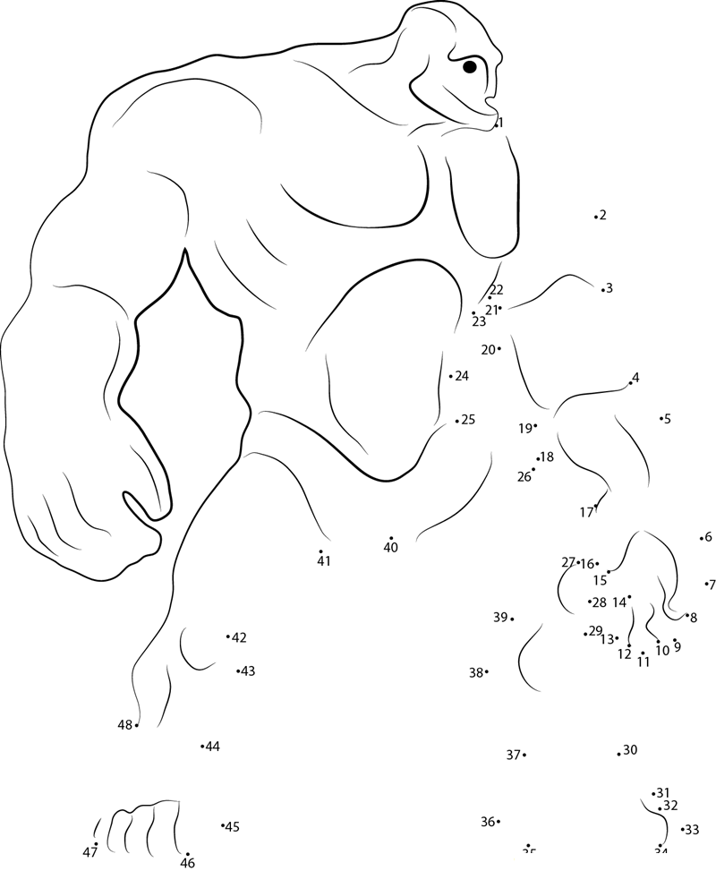 Golem Monster printable dot to dot worksheet