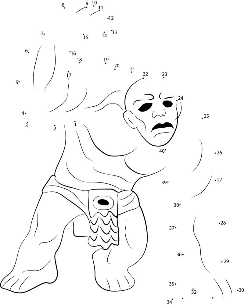 Golem Mythical Creature printable dot to dot worksheet