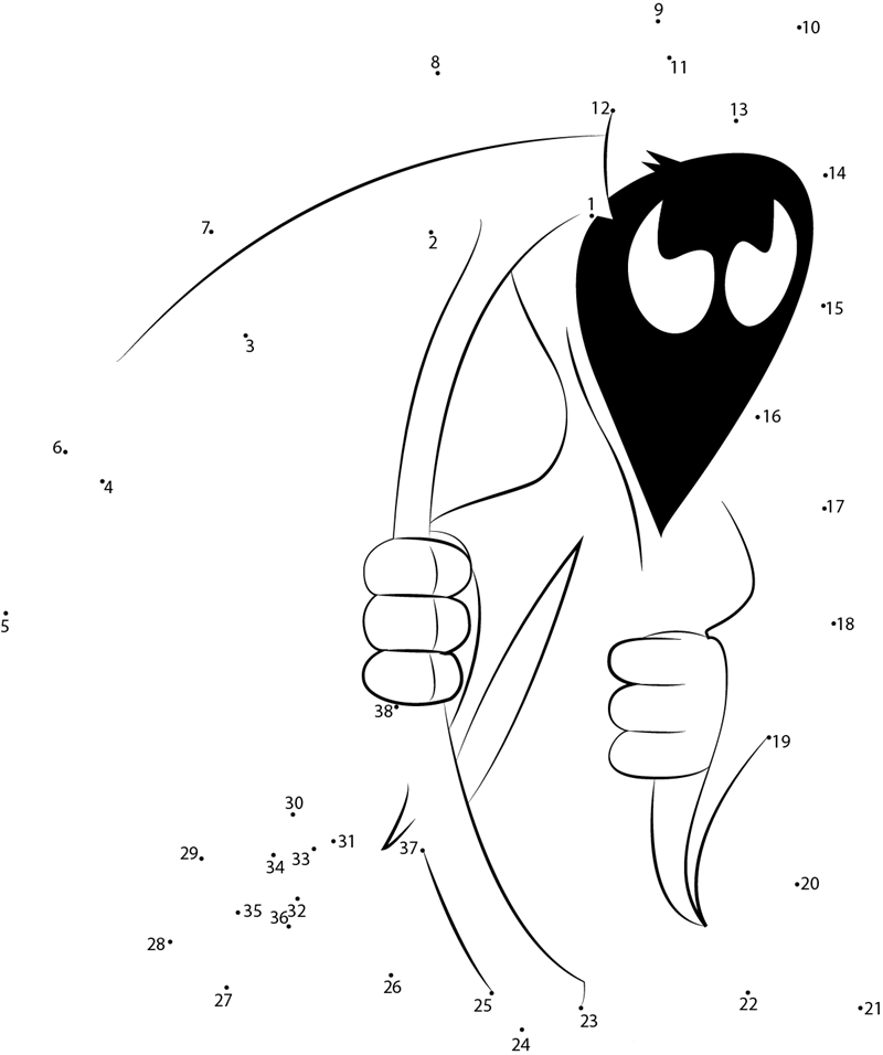 Grim Reaper Red Eyes printable dot to dot worksheet