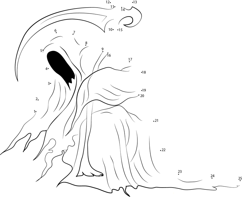 Monster Grim Reaper printable dot to dot worksheet