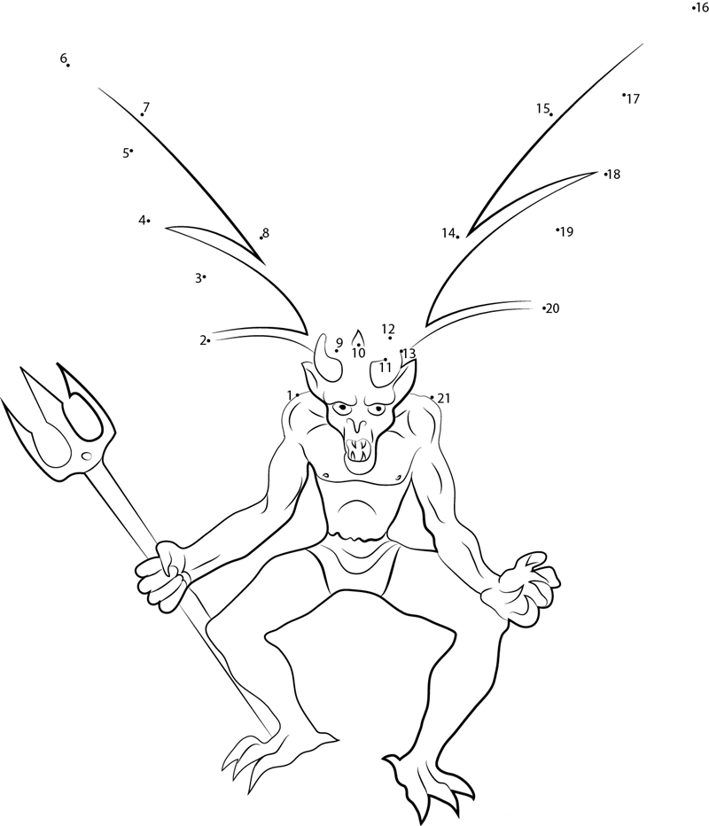 Imp Demon printable dot to dot worksheet