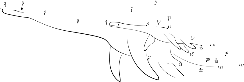 Baby Plesiosaur printable dot to dot worksheet