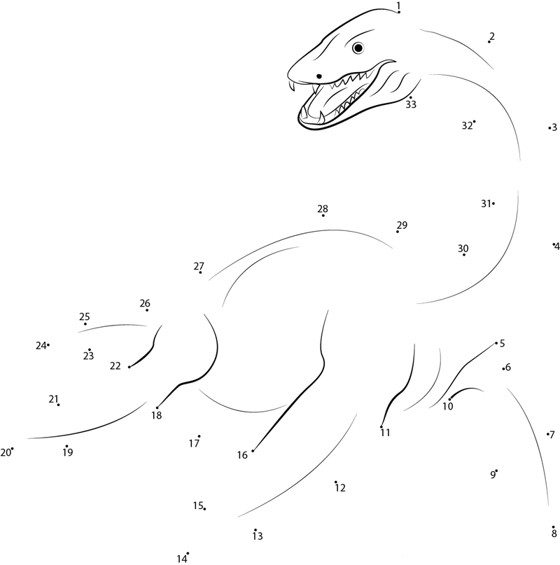 Loch Ness Monster printable dot to dot worksheet