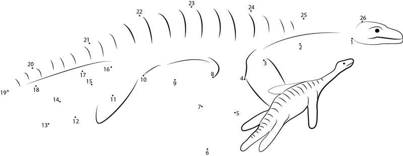 Loch Ness Monster With Baby printable dot to dot worksheet
