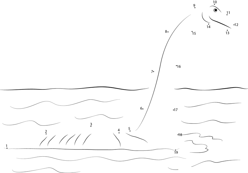 Looking For Nessie printable dot to dot worksheet