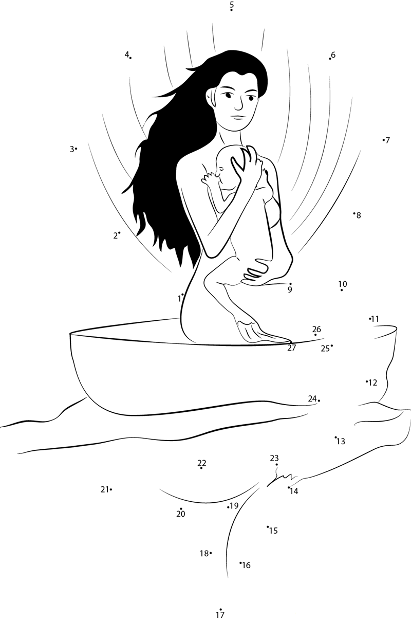 Magical Mermaid printable dot to dot worksheet