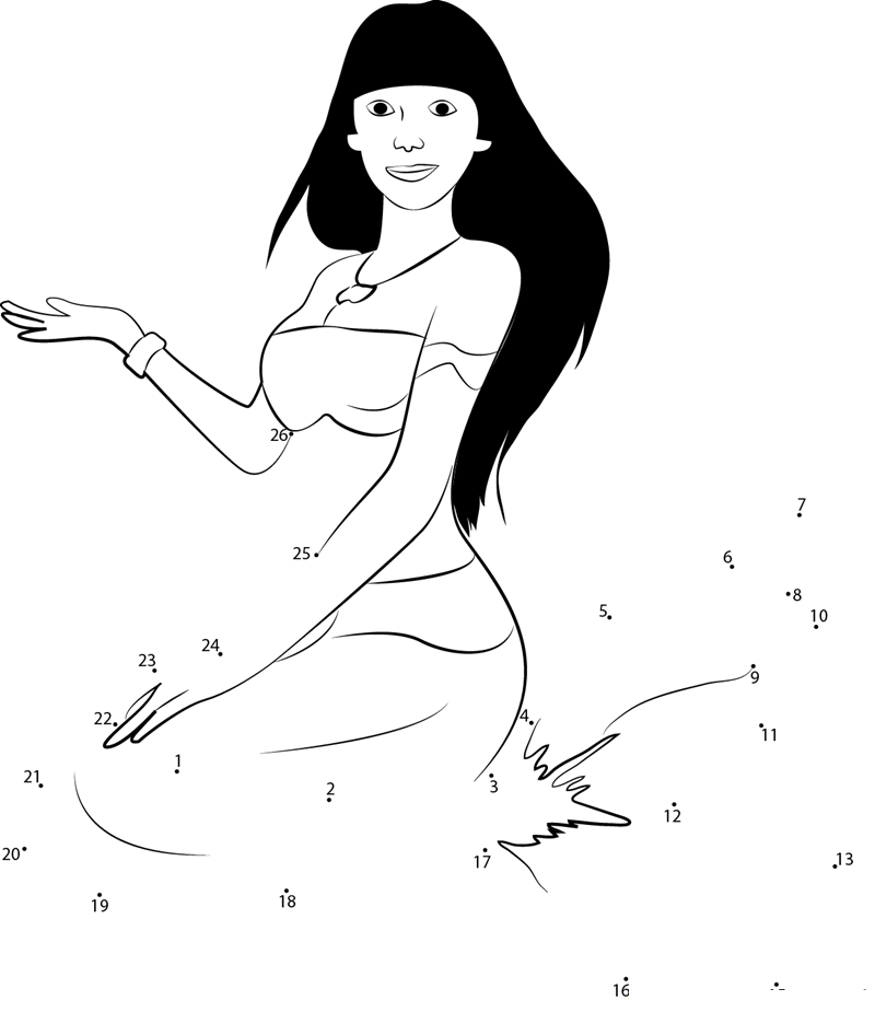 Mermaid Fantasy printable dot to dot worksheet