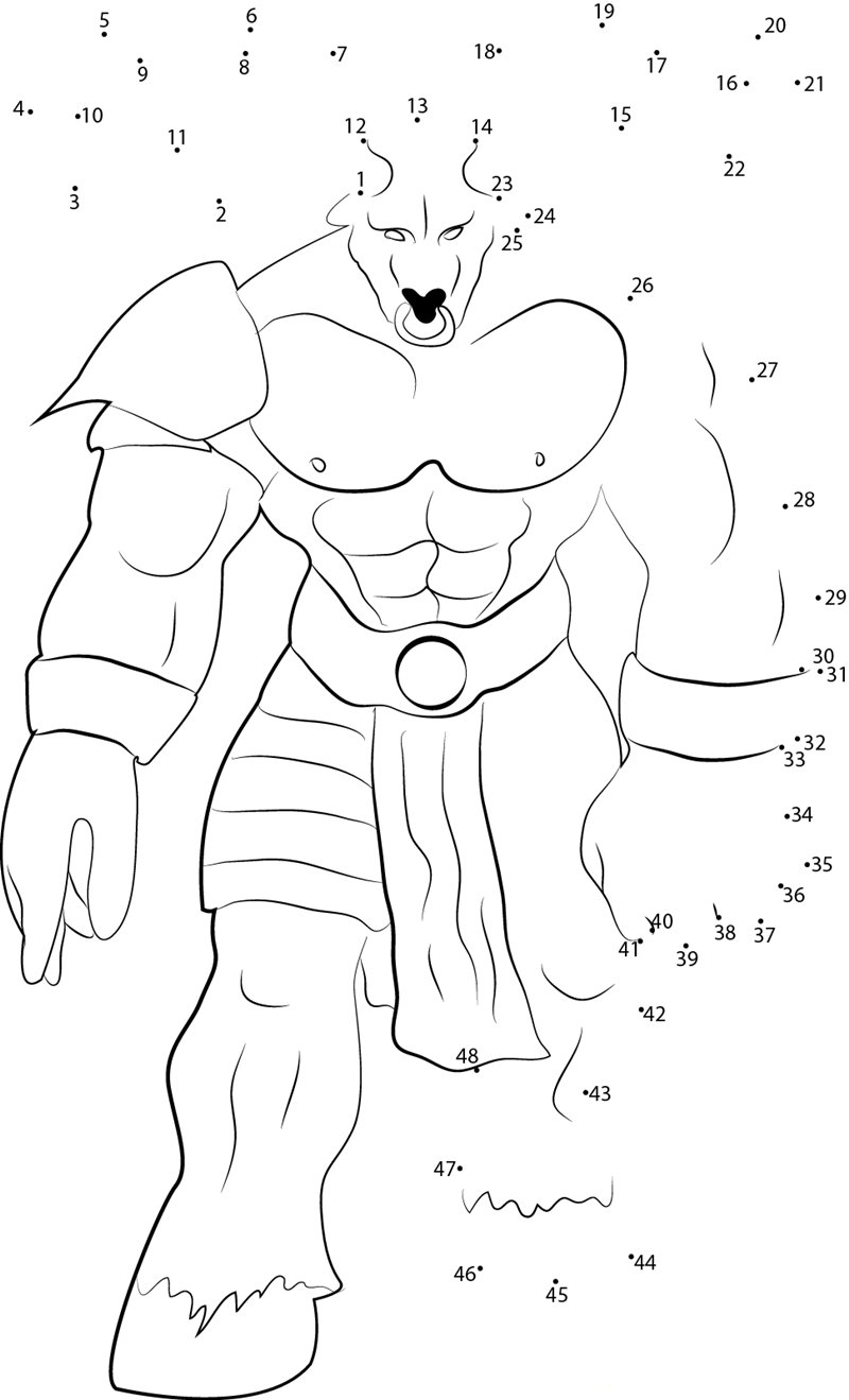 Minotaur Lord printable dot to dot worksheet