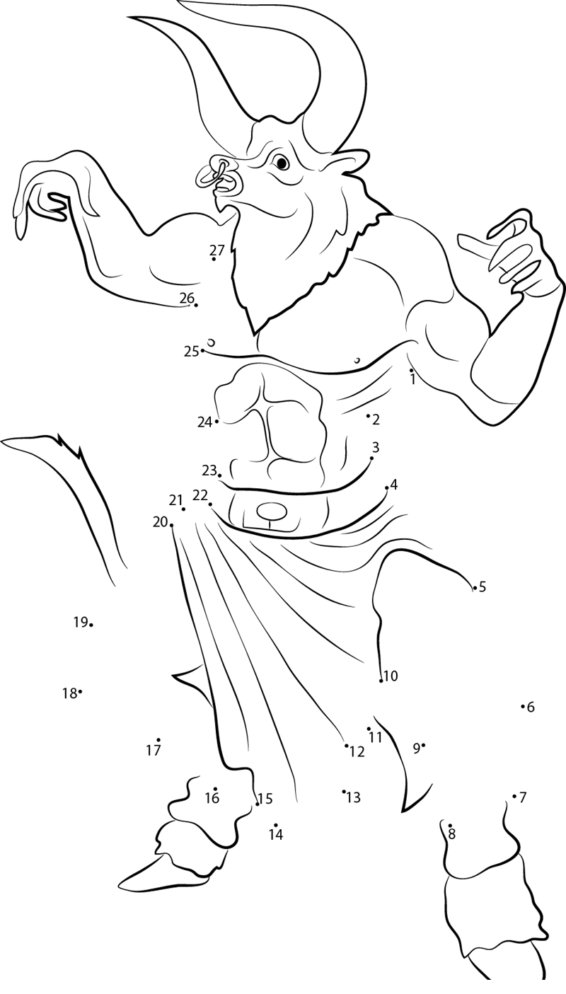 Mythical Creatures Minotaur printable dot to dot worksheet