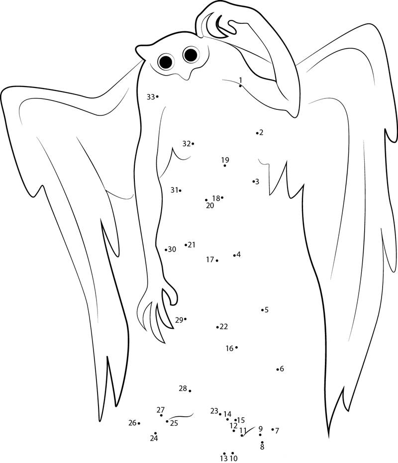 Confused Mothman printable dot to dot worksheet