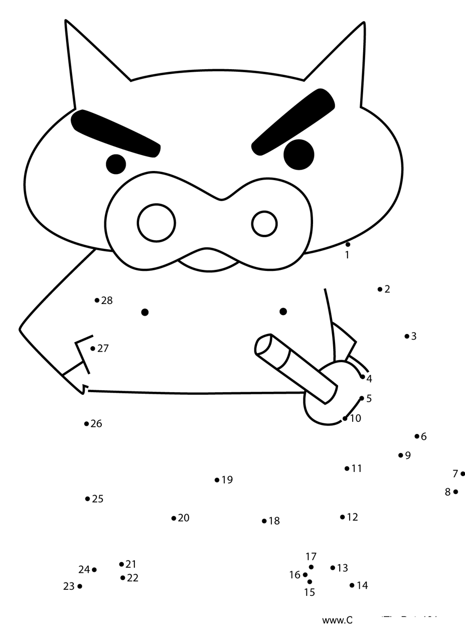 Buriburizaemon-Crayon-Shin-Chan dot to dot worksheets