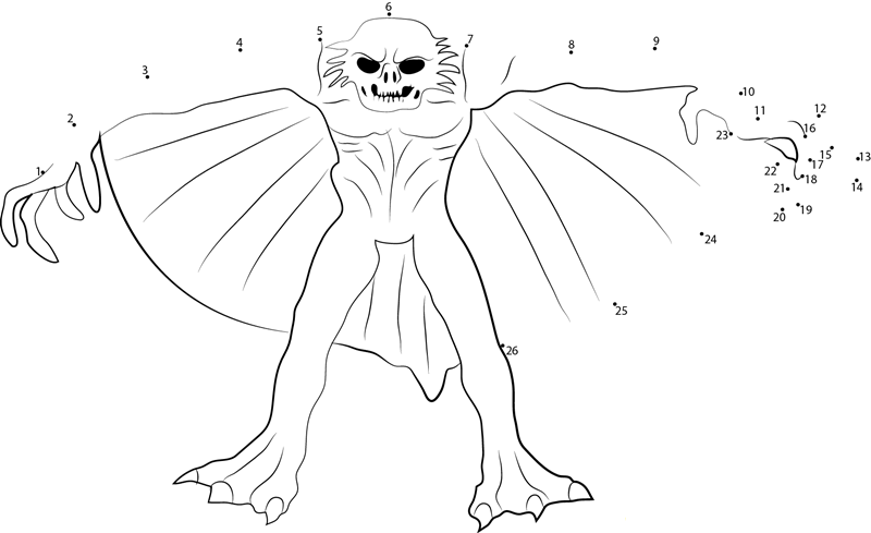 Legendary Monster Mothman printable dot to dot worksheet