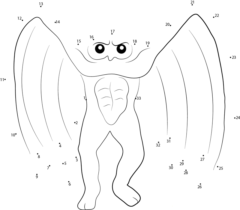 Monster Mothman printable dot to dot worksheet