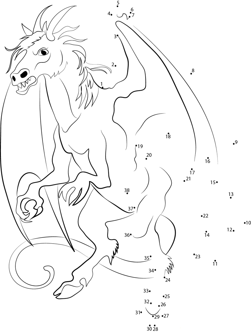 Angry Jersey Devil printable dot to dot worksheet