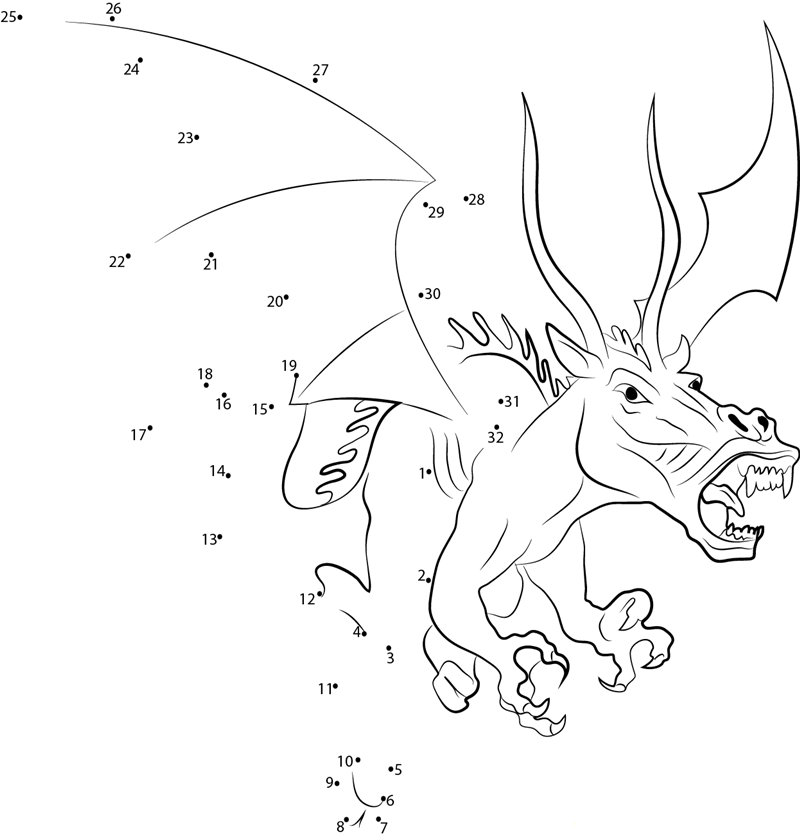 Jersey Devil Flying printable dot to dot worksheet