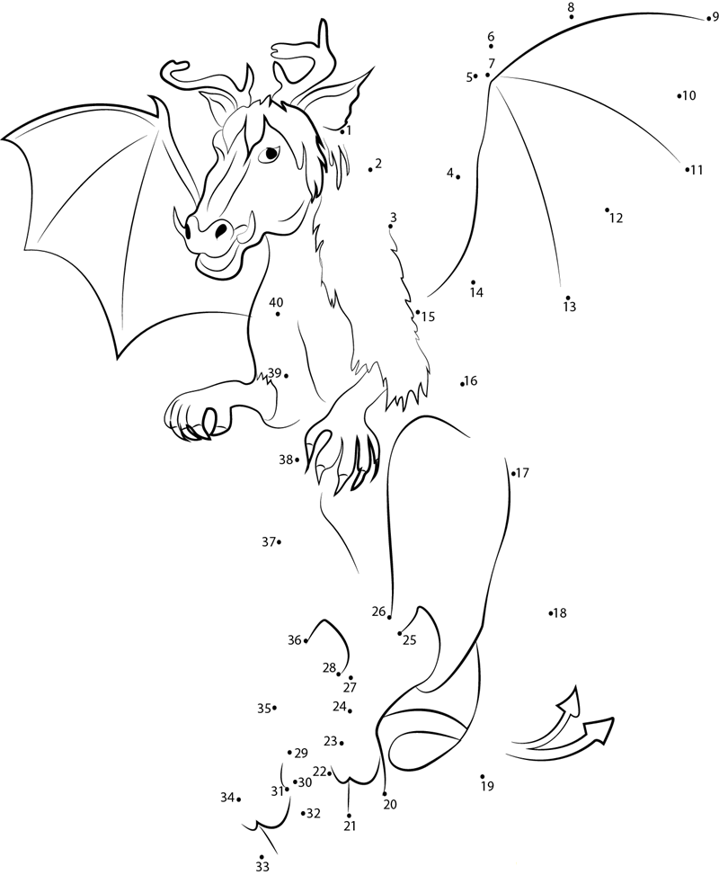 Monster Jersey Devil printable dot to dot worksheet