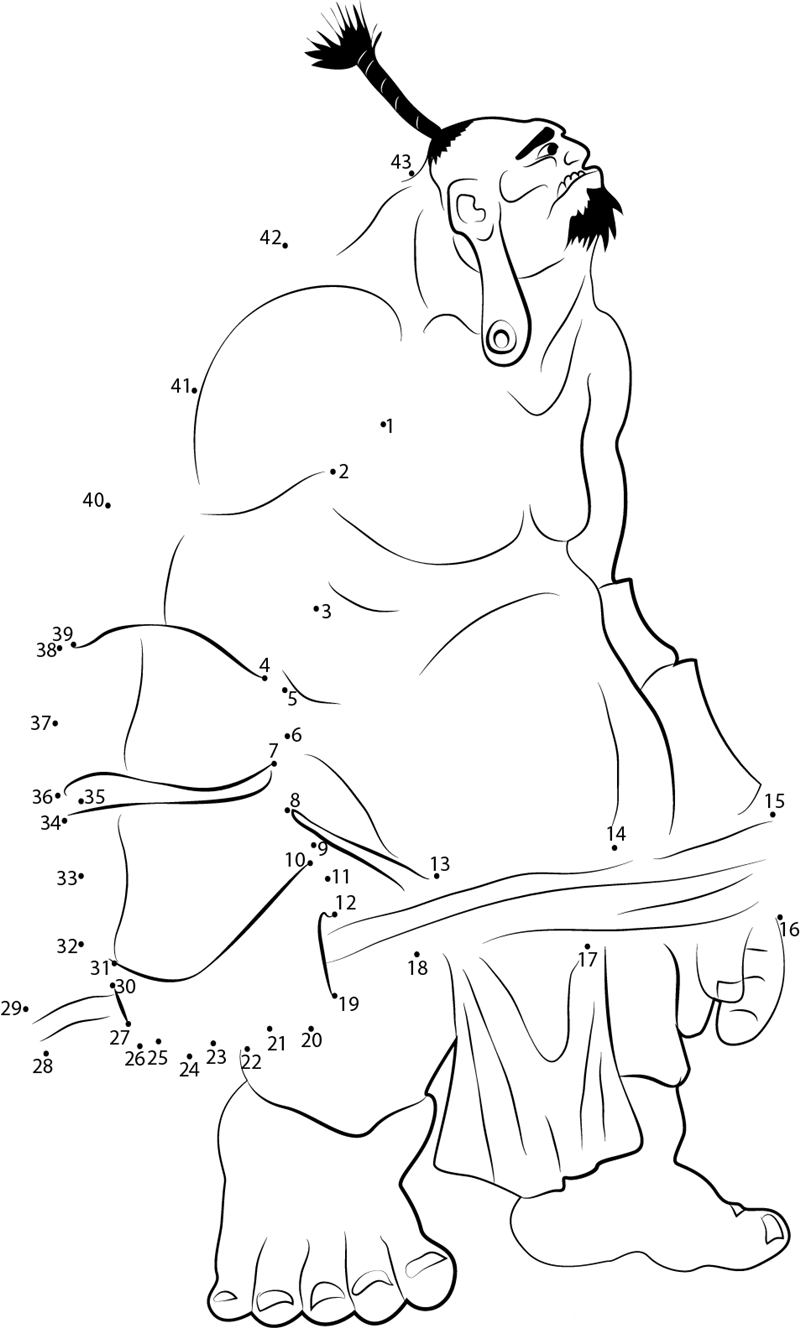 Mythical Creatures Ogre printable dot to dot worksheet