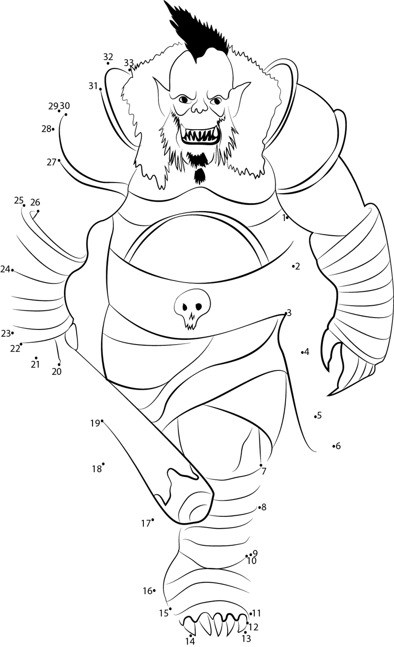 Ogre Warrior printable dot to dot worksheet