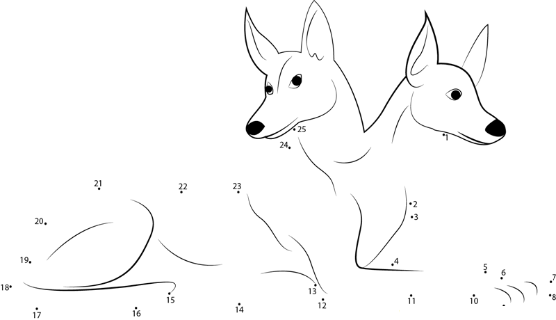 Two Headed Dog printable dot to dot worksheet