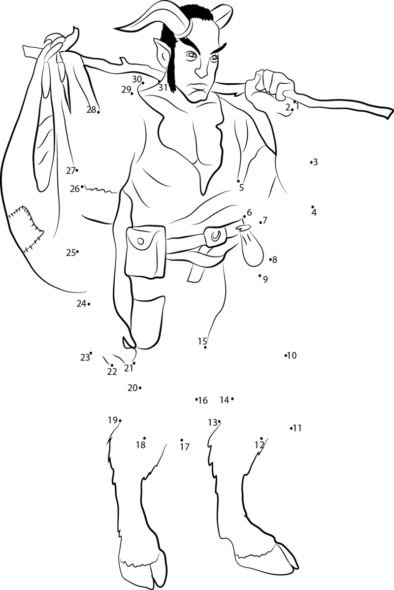 Satyr Roamer printable dot to dot worksheet