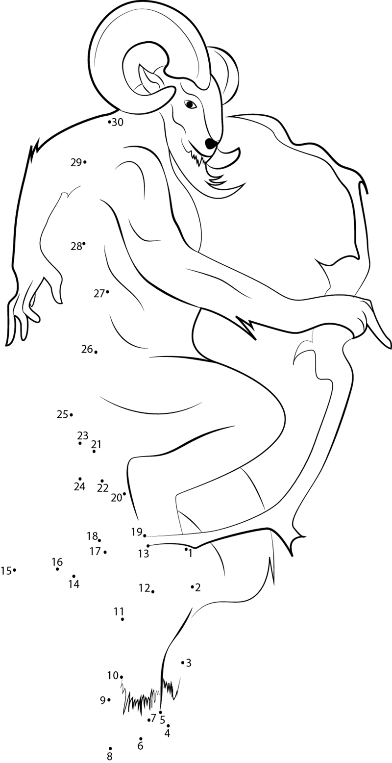 Trojan War Satyr printable dot to dot worksheet