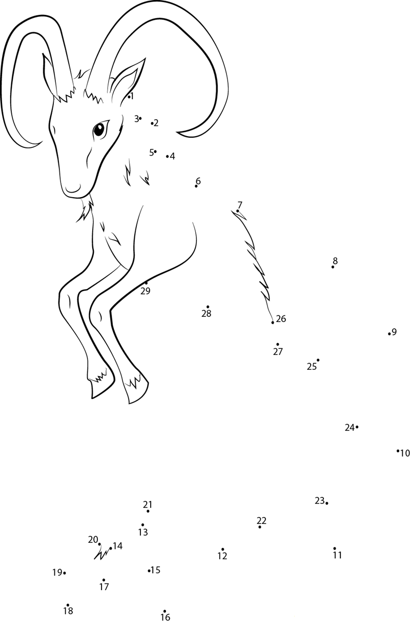 Capricorn The Sea Goat printable dot to dot worksheet