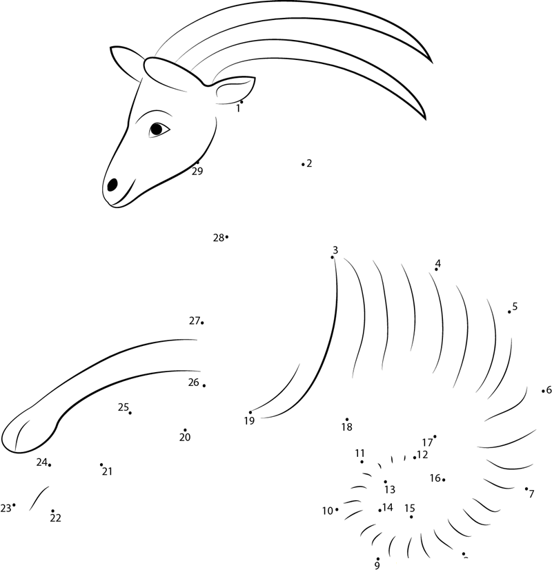 Stylised Sea Goat printable dot to dot worksheet