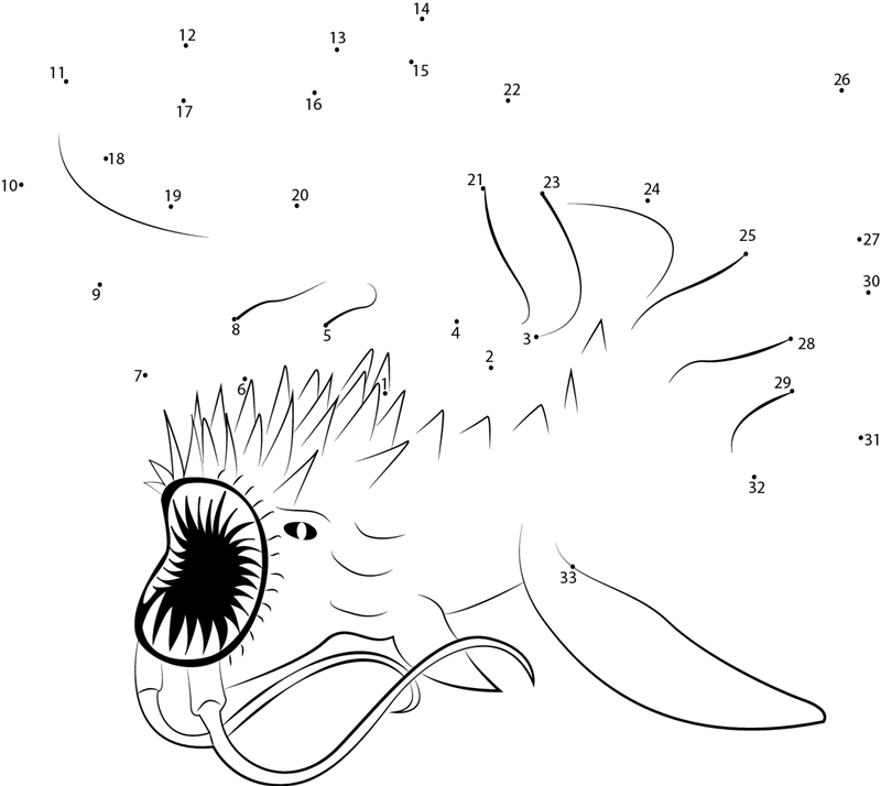 Sea Monsters Dragon printable dot to dot worksheet