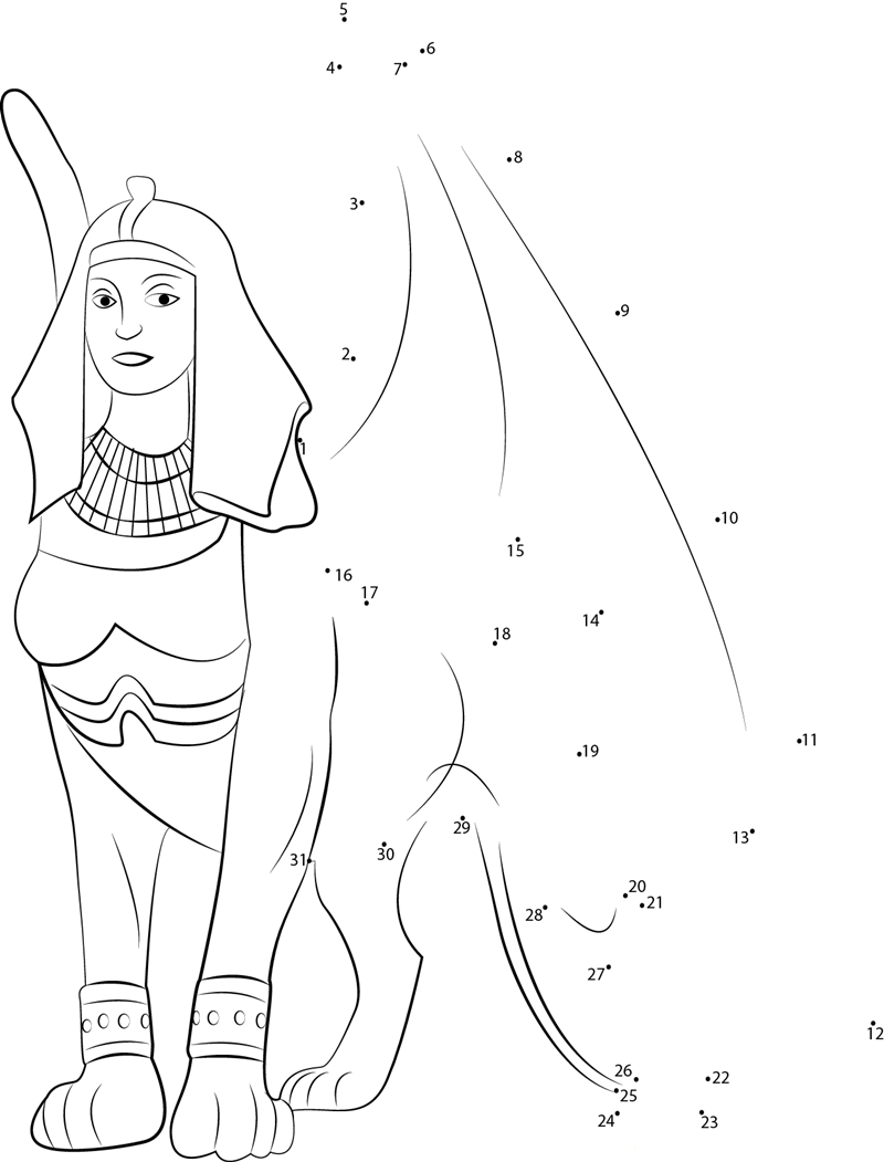 Egyptian Sphinx dot to dot worksheets