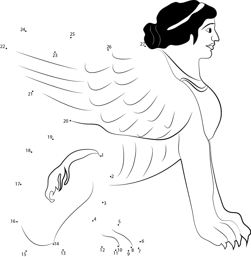 Greek Sphinx dot to dot worksheets