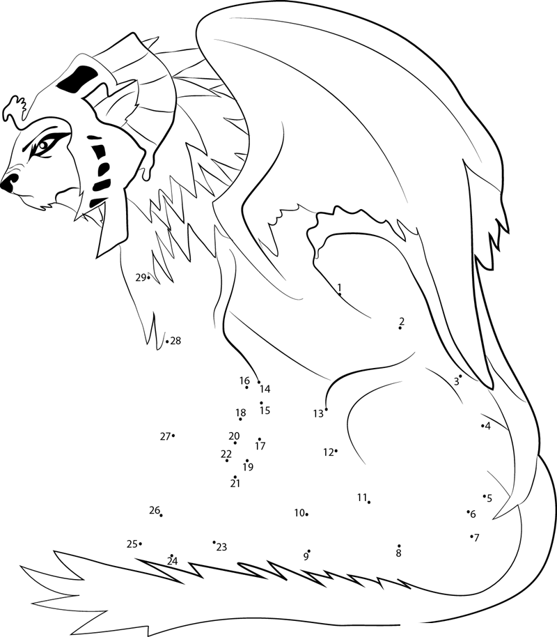 Sphinx Creature dot to dot worksheets