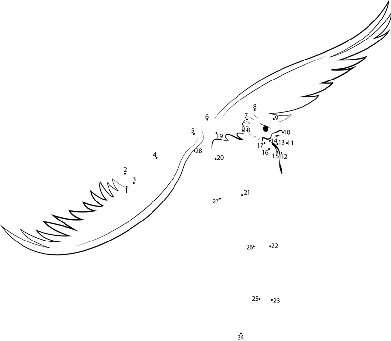 Thunderbird Small printable dot to dot worksheet