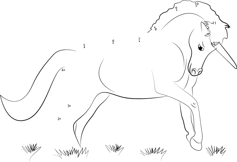 Beautiful Unicorns dot to dot worksheets