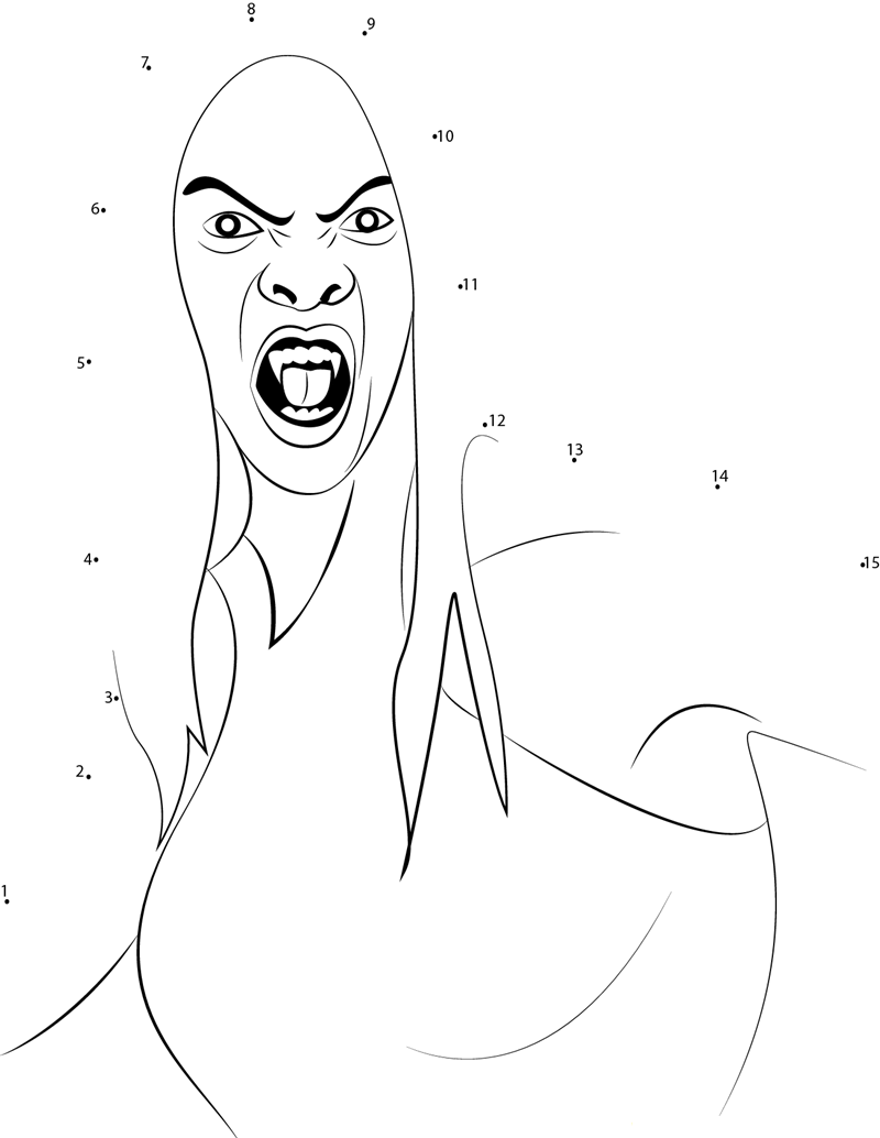 Angry Female Vampire dot to dot worksheets