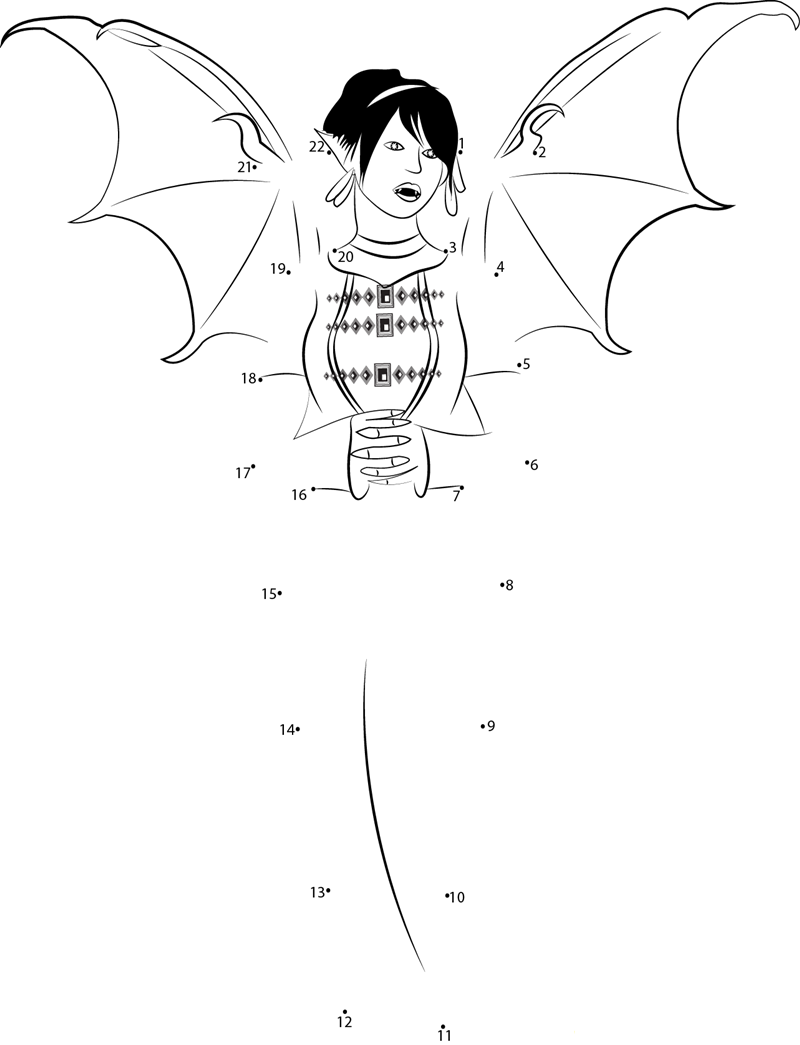 Vampire Girl printable dot to dot worksheet