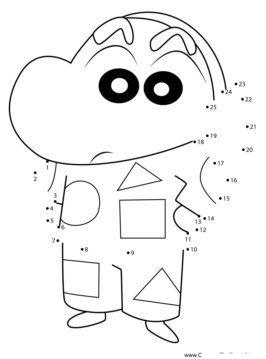 Shin-Chan-In-Pajamas-Crayon-Shin-Chan dot to dot worksheets