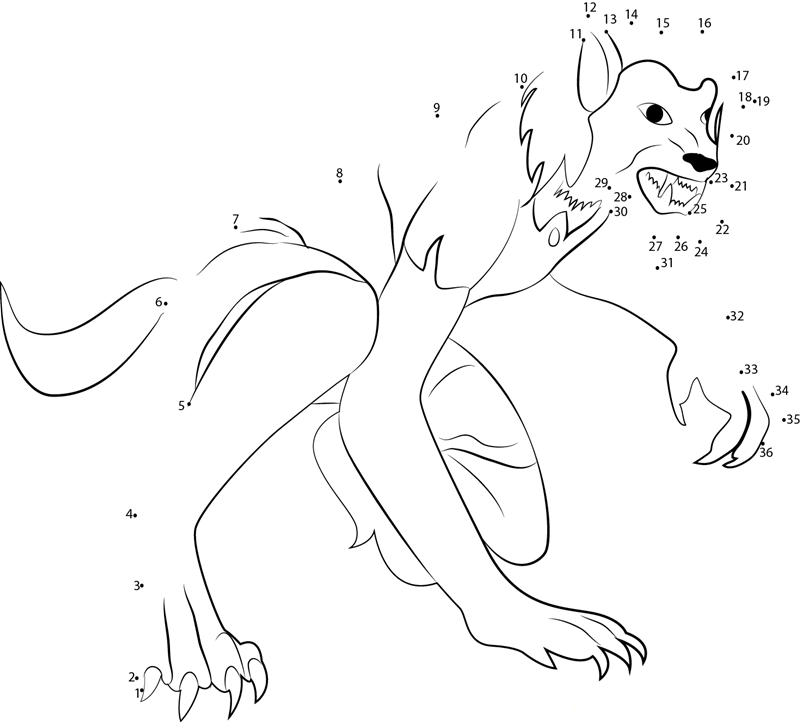 Werewolf Lorraine dot to dot worksheets