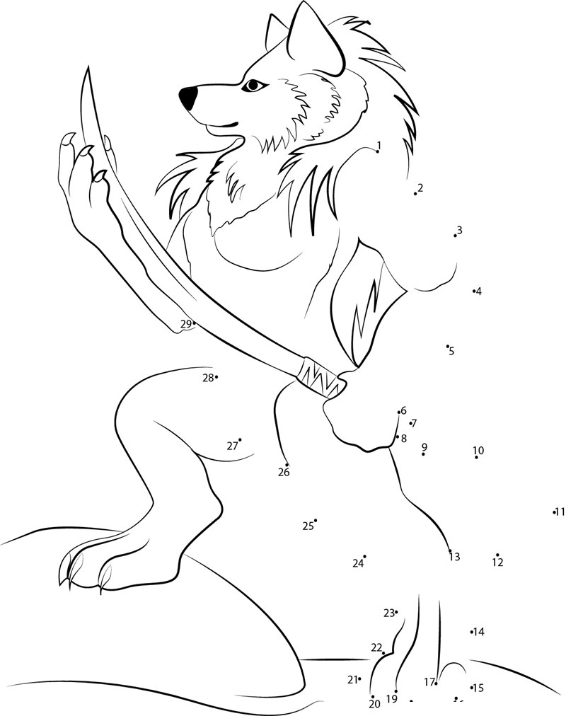 Werewolf With Sword dot to dot worksheets