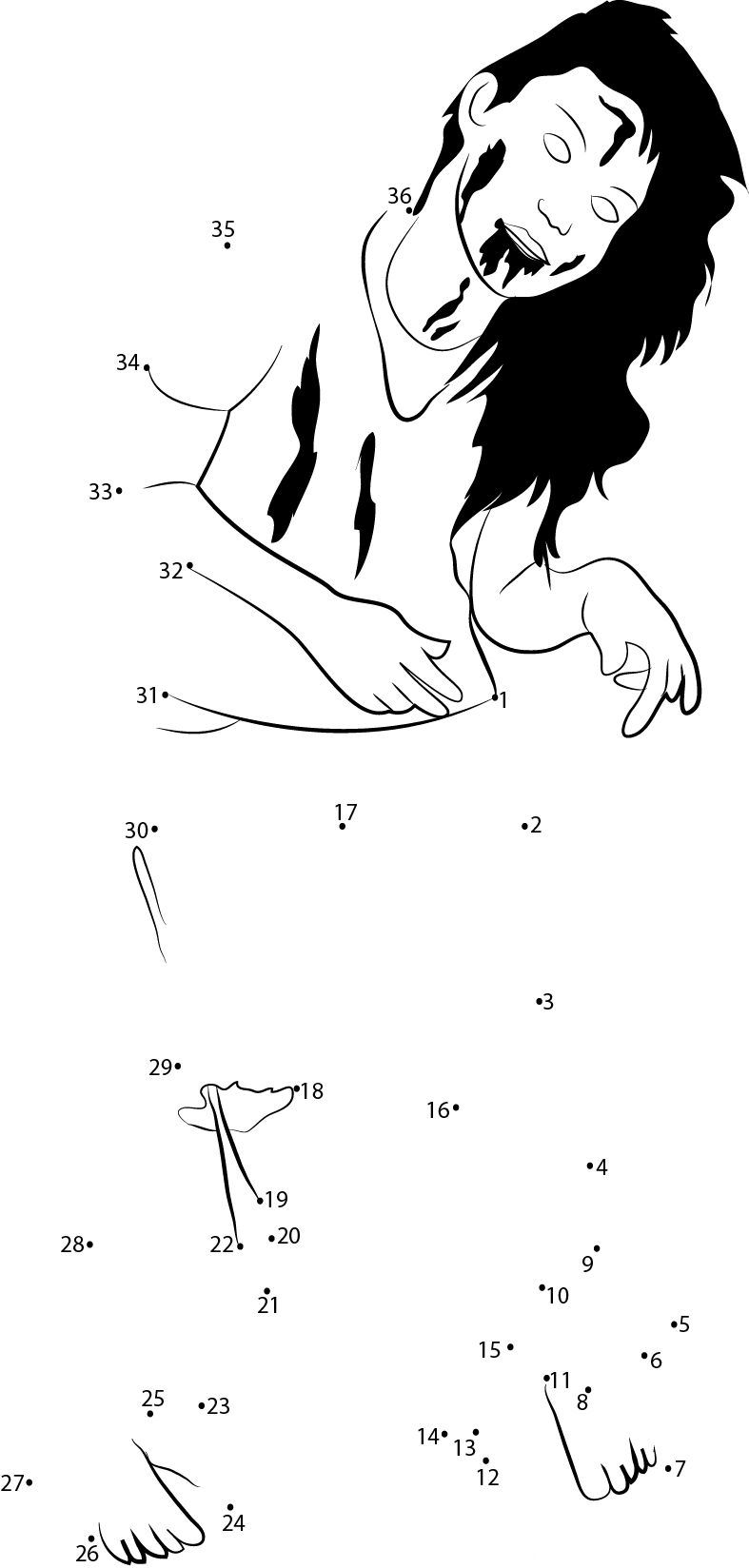 Walking Dead Zombie dot to dot worksheets