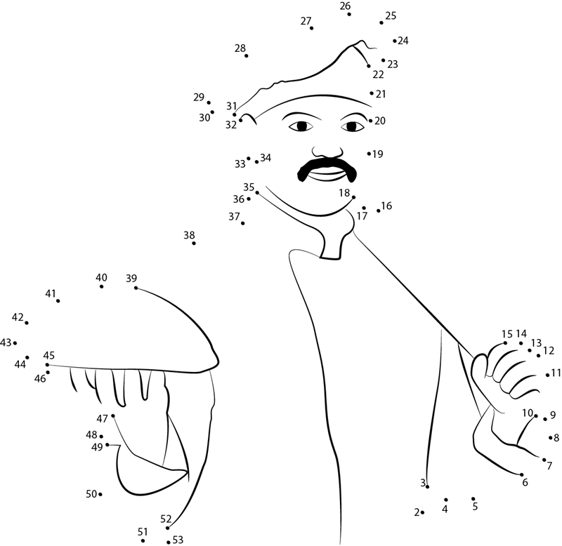 Baker Man Holding Dough dot to dot worksheets