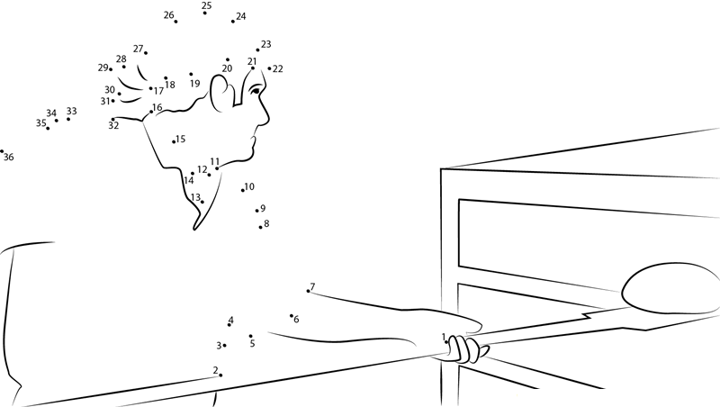 Baker Putting  Dough In Oven dot to dot worksheets