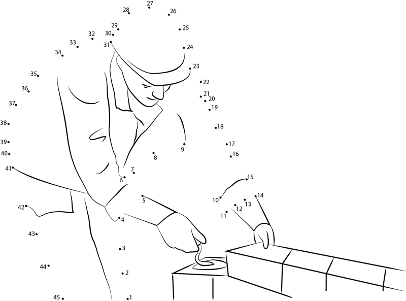 Construction Worker Bricklayer printable dot to dot worksheet