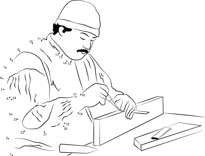 Carpenter Cut A Pat printable dot to dot worksheet