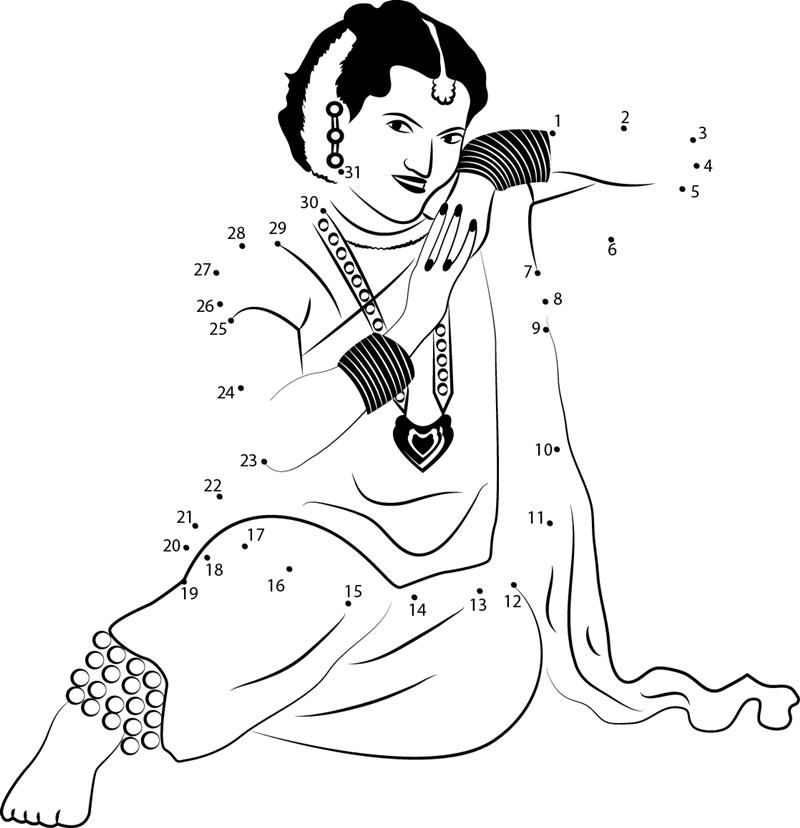 Marathi Lavni Dance printable dot to dot worksheet