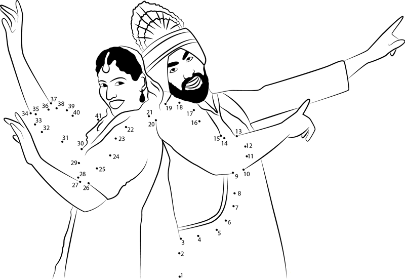 Punjabi Dancer printable dot to dot worksheet