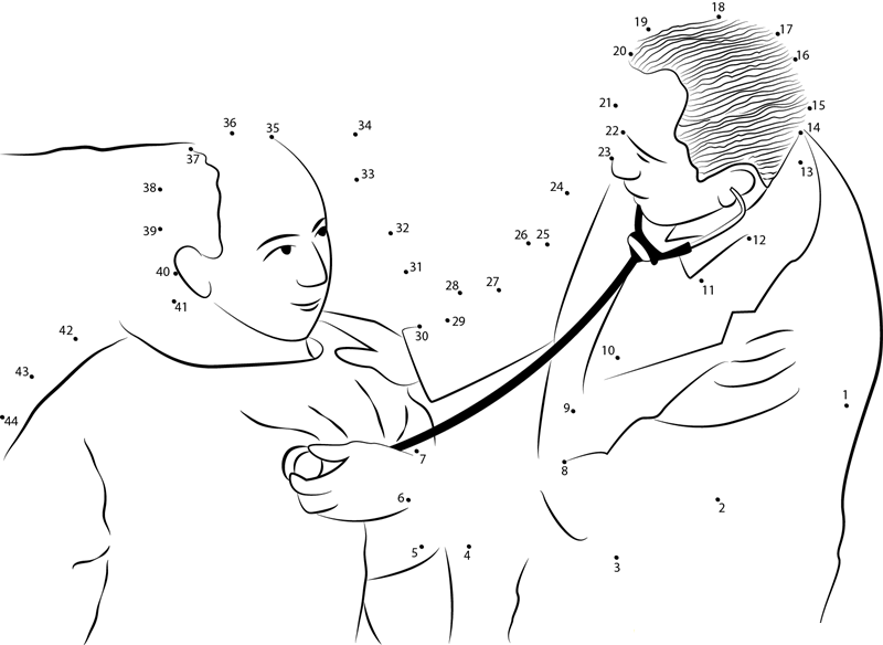 Doctor Checking Patient With Stethoscope printable dot to dot worksheet