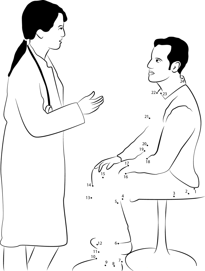 Lady Doctor Explaning To Patient printable dot to dot worksheet