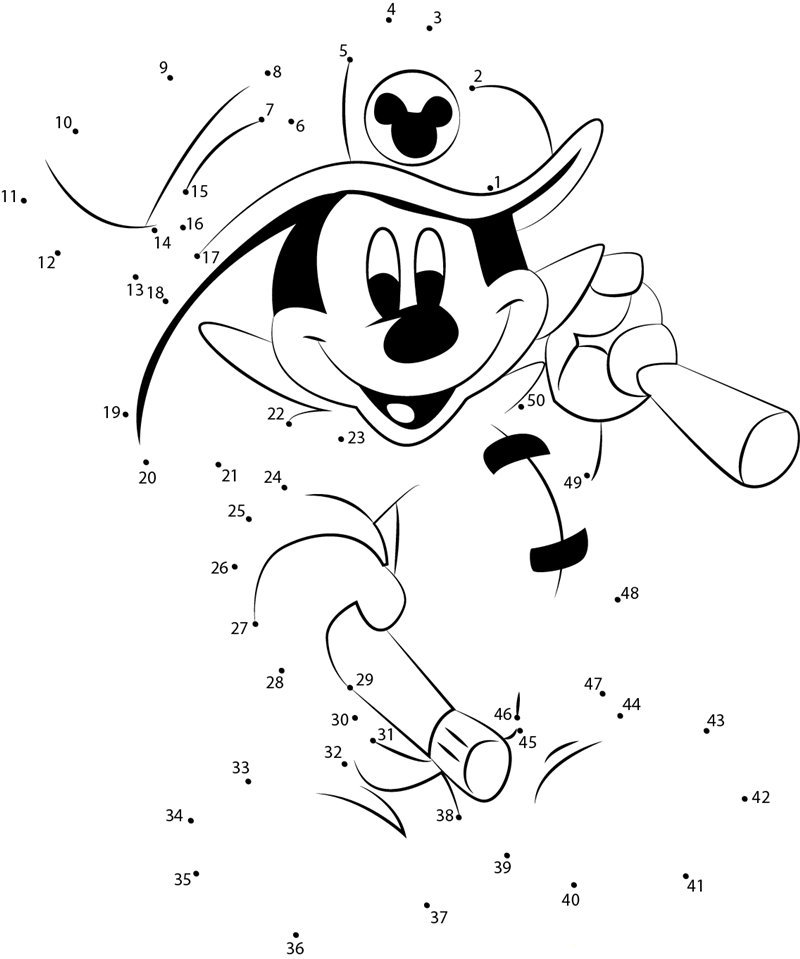 Mickey Mouse Fireman printable dot to dot worksheet