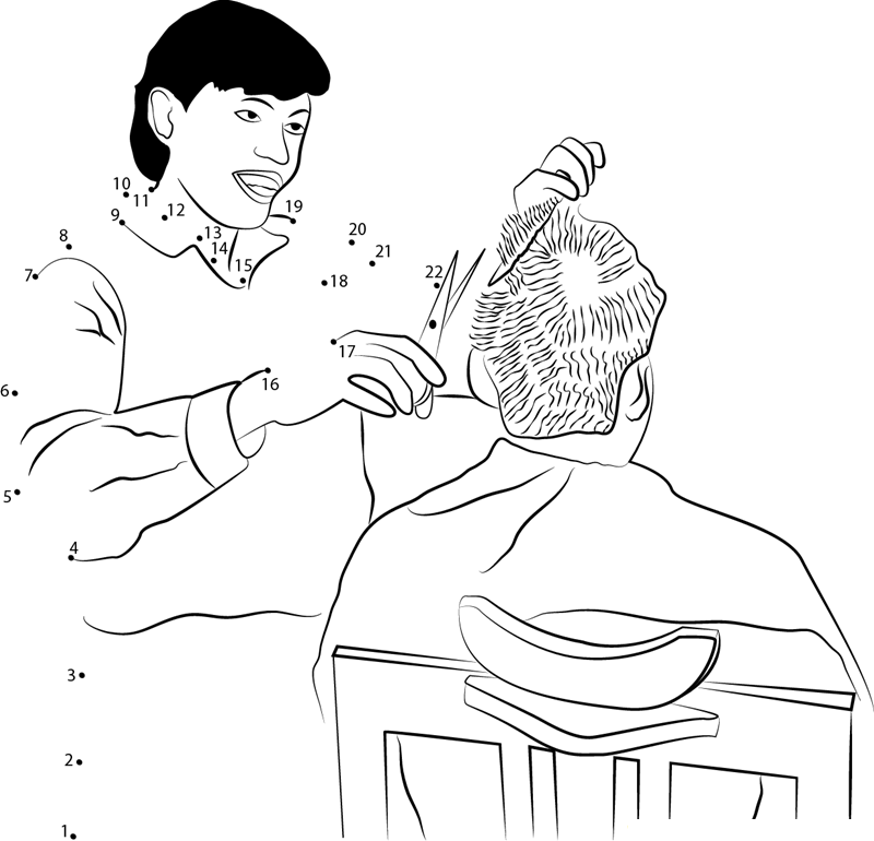 Hairdresser In Indian Market printable dot to dot worksheet